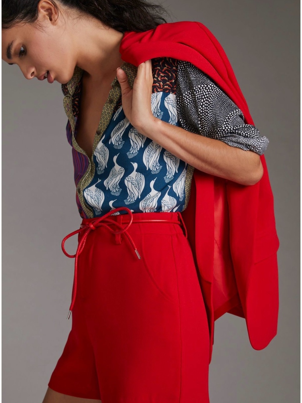 Mare Mare x Anthropologie Red Two Piece Set- Blazer M and Shorts L - Picture 8 of 10